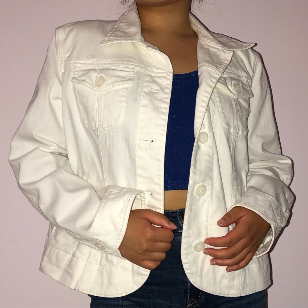 Trendy White Jean Jacket - Petite